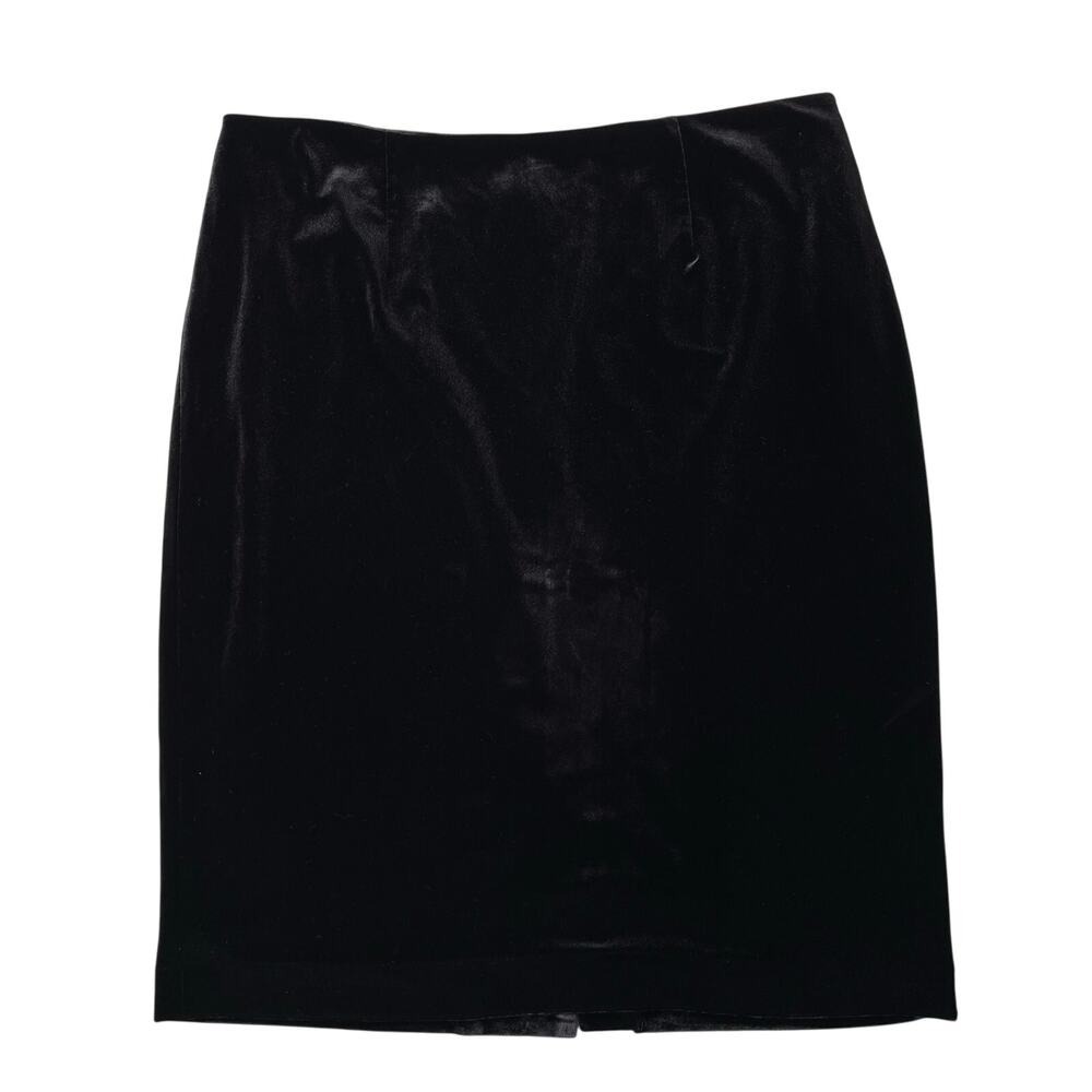 Calvin Klein Skirt Womens 8 Black Velvet Velour Pencil‎ Fully Lined